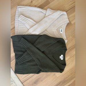 PINK Victoria's Secret V-Neck Sweater Duo - Olive & Cream